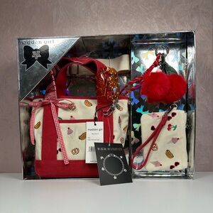Madden Girl Red and Cream Food Patterned Mini Tote Gift Set